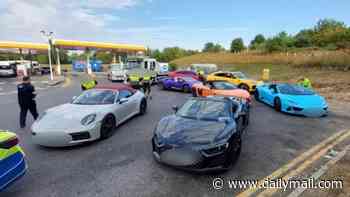 Lamborghinis, Ferrari and Porsche are among 13 supercars seized by police after drivers turned motorway into rush hour racetrack