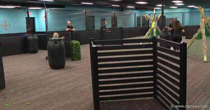 New indoor arena opens in Marietta with organized foam dart games for families
