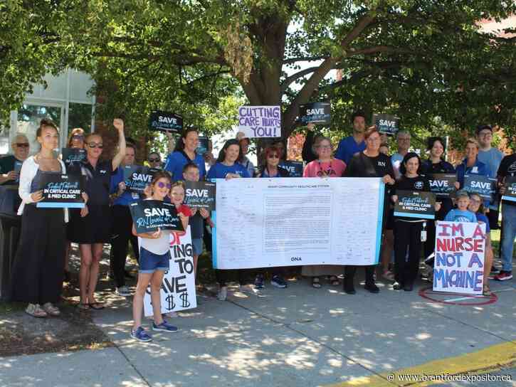 Registered nurses protest staffing changes at Brant Community Healthcare System