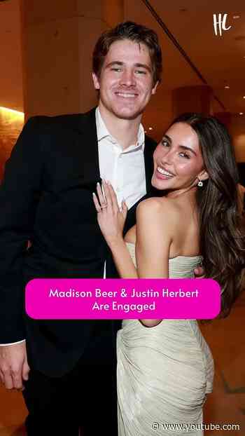 She said yes!💍 Madison Beer and Justin Herbert are officially engaged.🩷(📸: Getty Images)