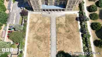 Parched lawn reveals historic garden at stately home
