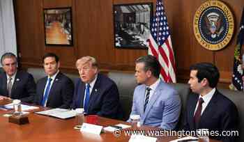 Wood paneling and golf carts: Trump hosts rare Cabinet meeting at Camp David