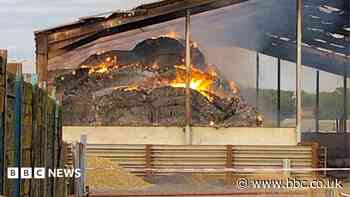 Fire crews tackle barn blaze containing fertiliser
