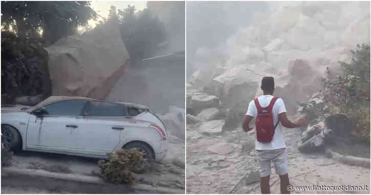 Terremoto a Pozzuoli, crolla costone di roccia: il video del cedimento e dei danni