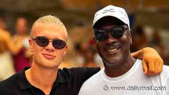 Erling Haaland and Michael Jordan cross paths in the Mediterranean as fans joke Norway striker 'looks like a minion' next to basketball legend