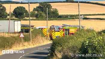 Driver seriously hurt in combine harvester crash