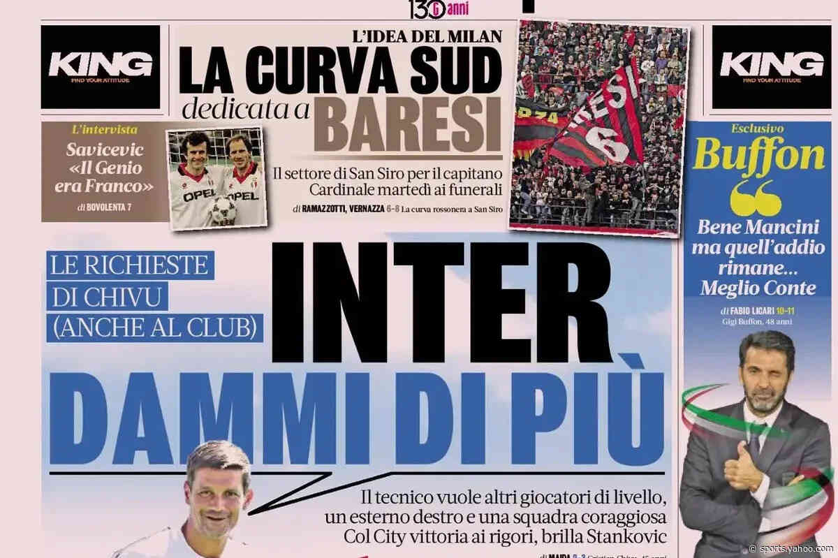 Today’s Papers: Alajbegovic arrives, Baresi tributes, Infantino no confidence