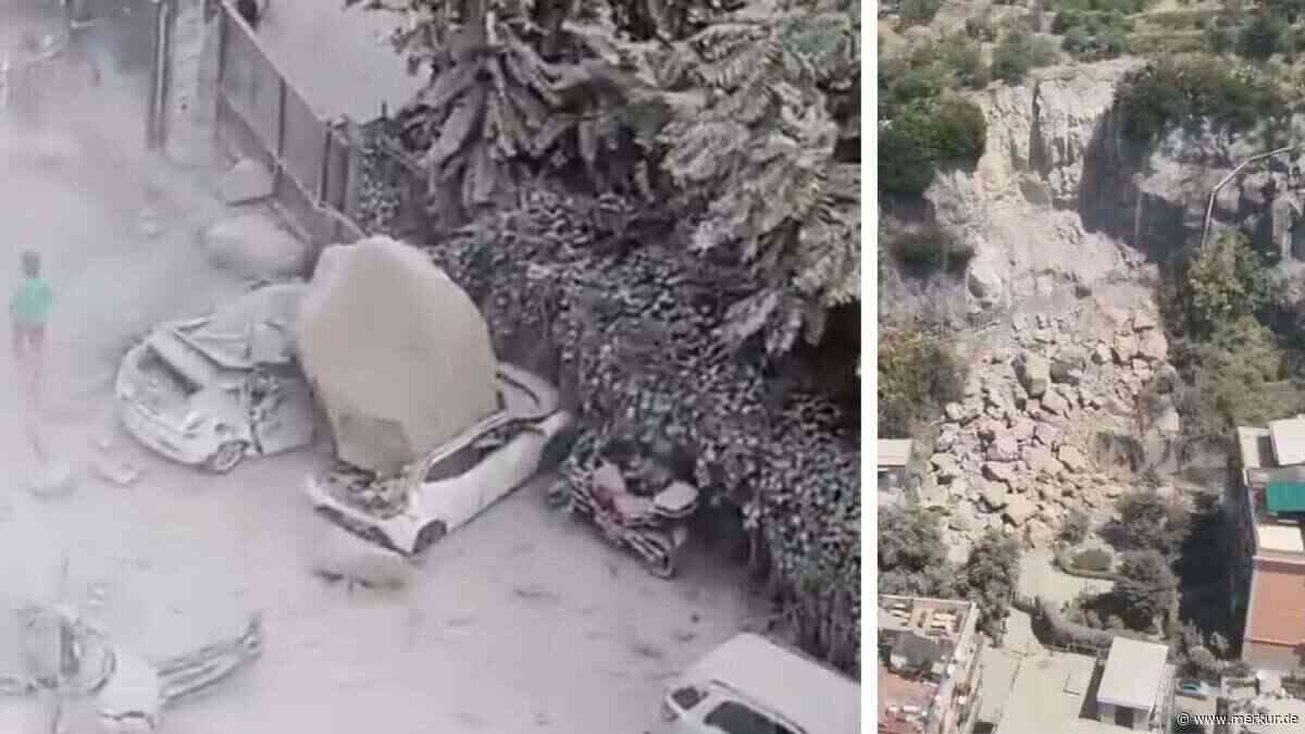 „Oma, der Berg stürzt ein!“: Felsbrocken kracht bei Supervulkan-Beben auf Rentner in Familienauto