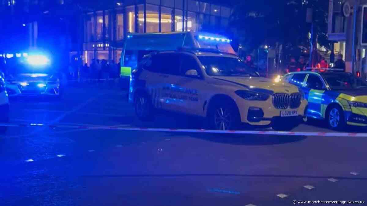 Huge emergency services response on Deansgate as man rushed to hospital