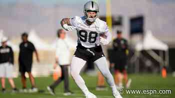 Back from injury, Maxx Crosby isn't turning down his momentum at training camp