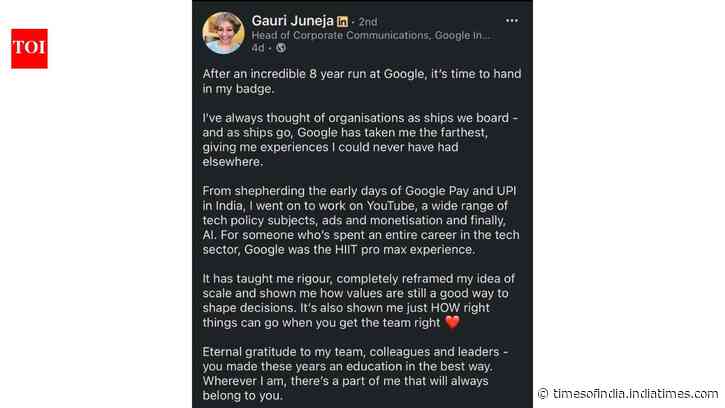 Google Executive Bids Farewell: Gauri Juneja exits after 8 years; viral LinkedIn post hails culture