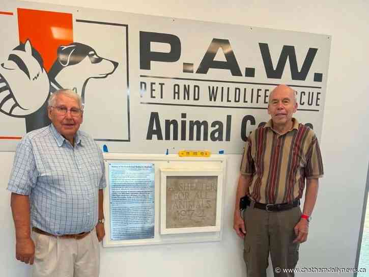 Cornerstone from original local animal shelter on display at PAWR