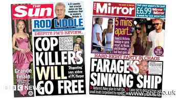 UK papers: 'Cop killers will go free' and 'Farage's sinking ship'