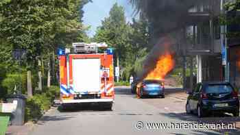 Autobrand in centrum Haren