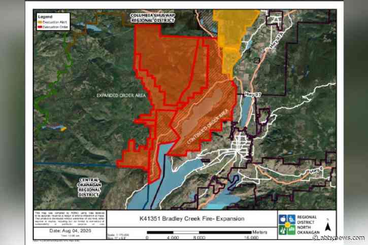Evacuation order expanded off Westside Road due to Bradley creek wildfire