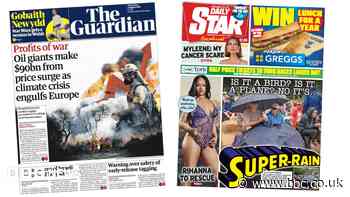 UK papers: 'Profits of war' and 'Super-rain'