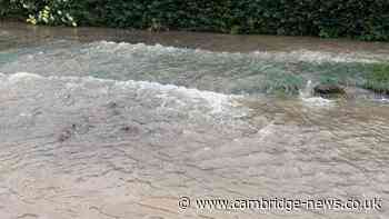 Road still closed after water main burst in Cambridgeshire town