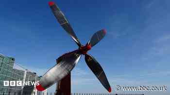 Hovercraft propeller becomes waterfront landmark