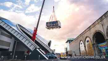 Crane being used as part of building works to improve The Glasshouse in Gateshead
