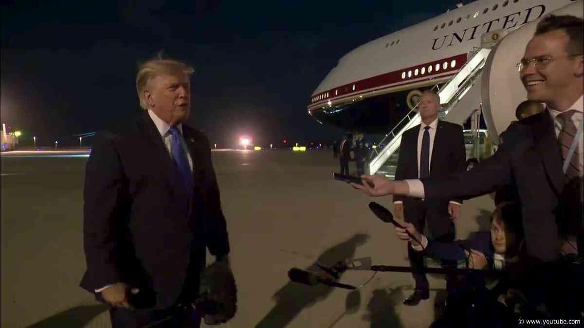 President Trump Gaggles With Press at Los Angeles International Airport, Aug. 4, 2026