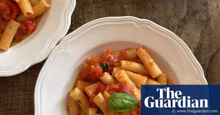 Rachel Roddy’s recipe for pasta with red peppers and anchovies or goat’s cheese