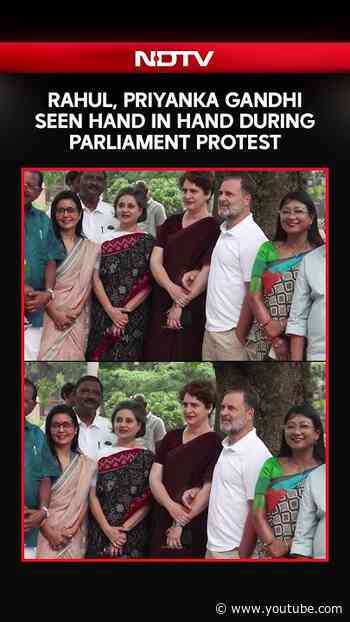 Rahul & Priyanka Gandhi Walk Hand-In-Hand During Parliament Protest Against Amit Shah