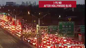 All northbound lanes of I-95 shut down due to crash at Hollywood Boulevard, FHP says
