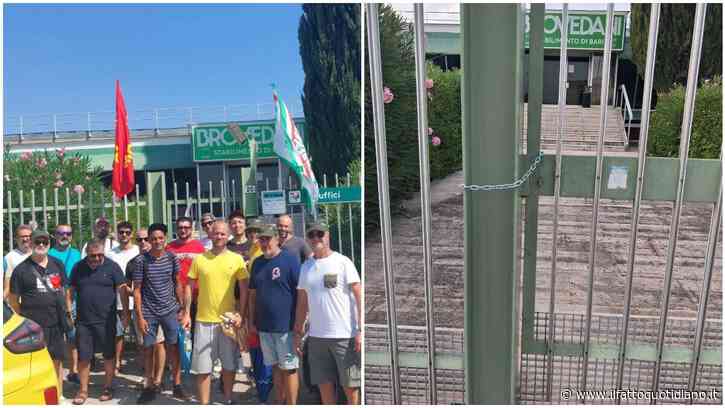 Cancelli chiusi con le catene alla Brovedani di Bari: i lavoratori temono un addio senza preavviso