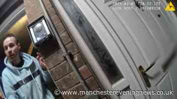 The moment a cowardly murderer answered the door to police