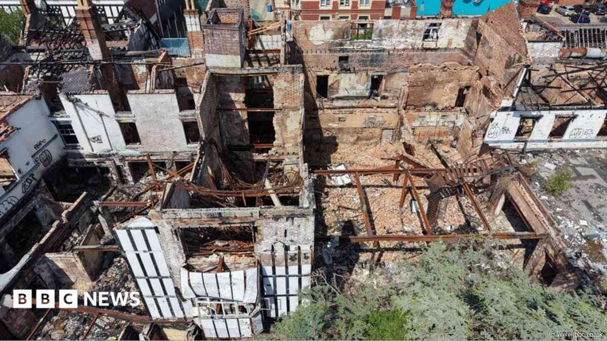Drone footage reveals scale of hotel fire damage