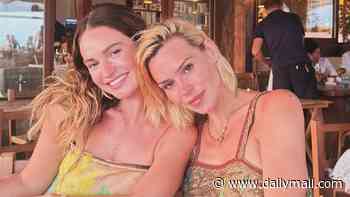 Lily James and Billie Piper wear co-ordinating camisole tops as they reunite for cosy holiday in Spain