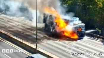M6 delays after lorry catches fire