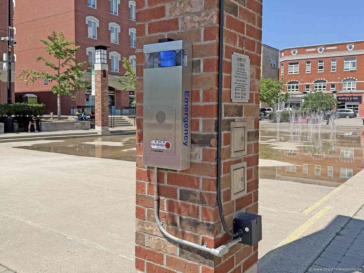 City of Brantford installs 'code blue' emergency phones in Harmony Square