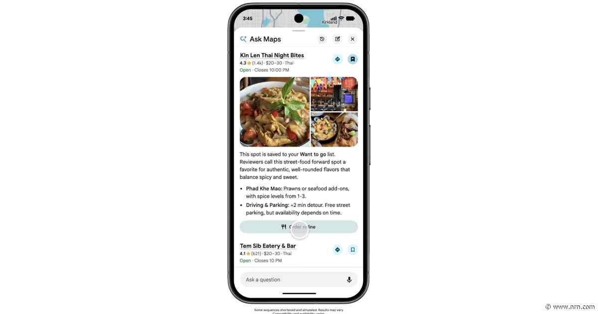 Google brings restaurant ordering to Google Maps
