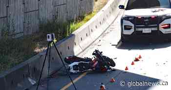 Motorcyclist flees into oncoming Surrey traffic, crashes after attempted police stop