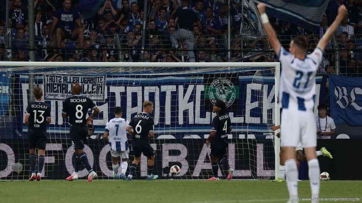 Hertha gewinnt Auftakt in Bochum – Fanbanner stoppt Partie