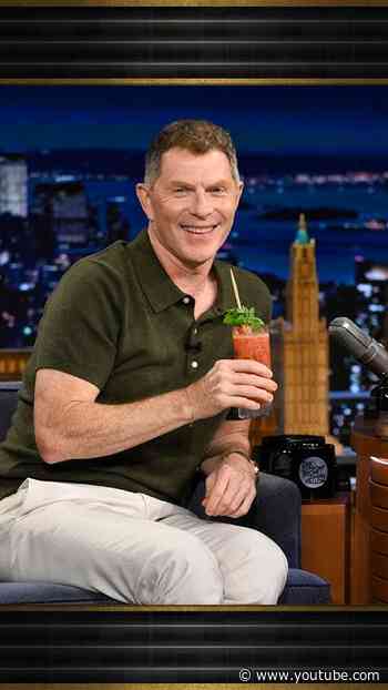 #BobbyFlay makes a Bloody Mary using Jimmy’s homegrown tomatoes! #FallonTonight