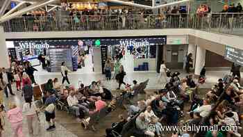Stranded passengers are left 'screaming' as UK airport suspends all flights due to runway defect