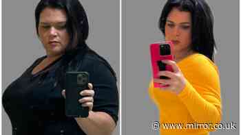 Woman loses 11 stone without leaving her home by using a wall to work out