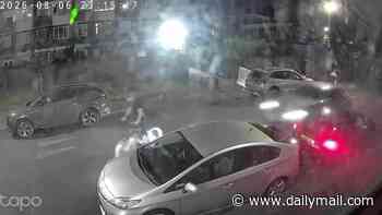 Shocking moment car ploughs into cyclist in his 50s as man, 33, is charged with attempted murder