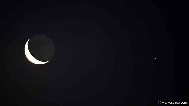 Don't miss the crescent moon shine close to the red light of Mars before dawn on Aug. 9