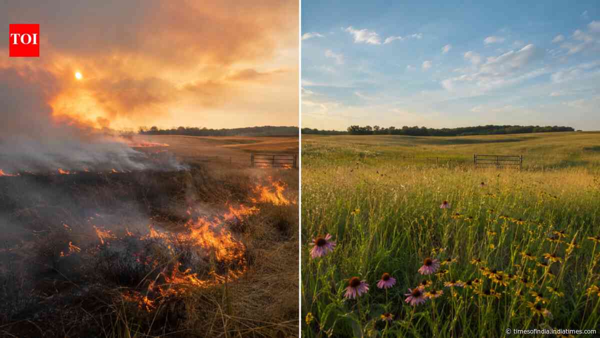 In 2002, a Kansas landowner began restoring 320 neglected acres with winter burns; 20 years later, native tallgrass and wildflowers had returned
