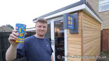 Gateshead man known as the 'The Geordie Joiner' creates Greggs themed bar in his back garden
