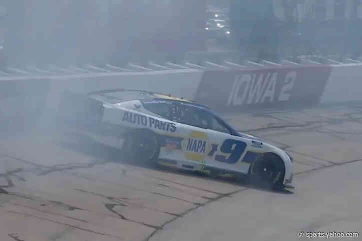 Chase Elliott sustains damage in NASCAR Cup Iowa practice crash