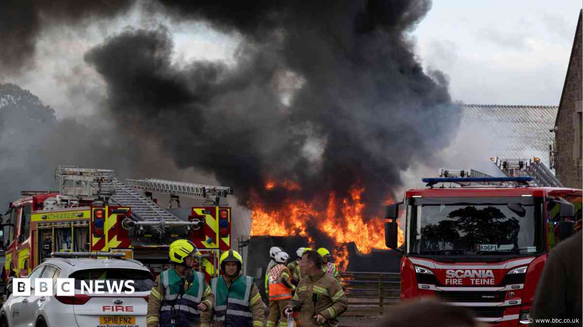 Firefighters tackle oil tanker blaze at farm outside Edinburgh