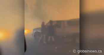 Video captures Faulder residents rescuing their dogs from vehicle surrounded by flames