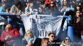 Argentina reignite Falklands controversy as banner reappears at rugby match