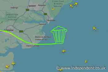 Pilot’s flight path draws bin shape above Clacton days before Farage v Count Binface by-election