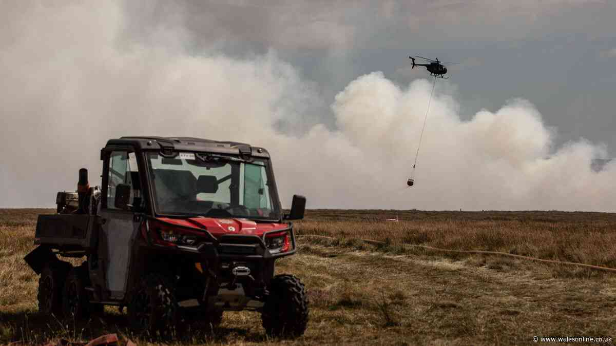 Fire crews battle blaze at Welsh reservoir for two days