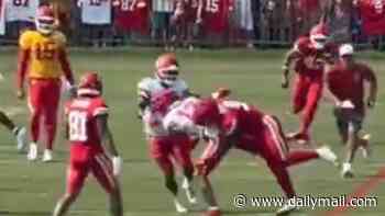 Kansas City Chiefs practice is marred by multiple fights between teammates - as Travis Kelce is forced to step in to break up brawl